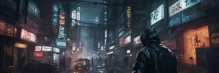 Neon city at night